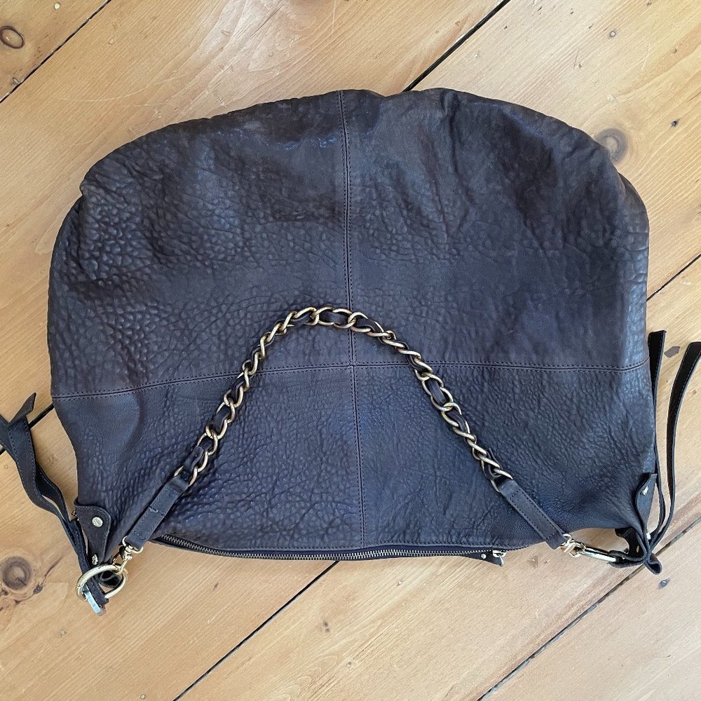 Brown Distressed Leather Hobo Bag